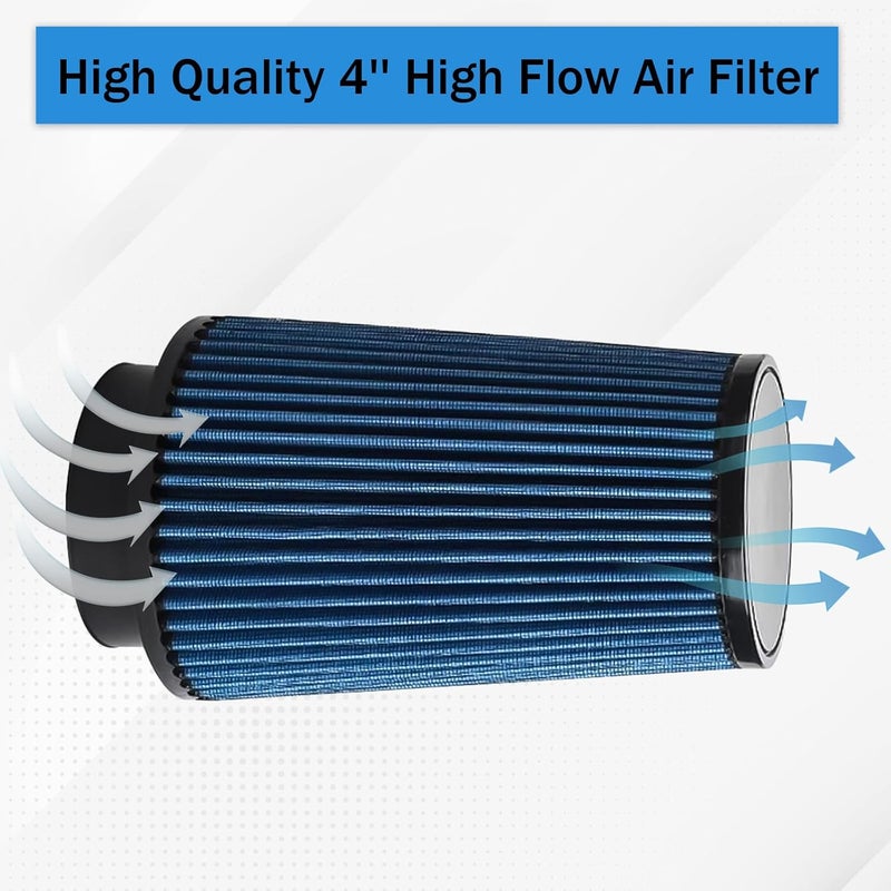 Plobeda 7.3L Cold Air Intake Kit 4" Cold Air Intake Pipe Kit for Ford F250 F350 Super Duty 1999.5 2000 2001 2002 2003 7.3 Powerstroke Diesel (Blue) - Image 5